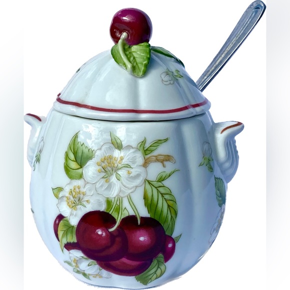 Lenox Other - LENOX vintage cherry jam/jelly jar with spoon. Measures 3 1/2 tall
